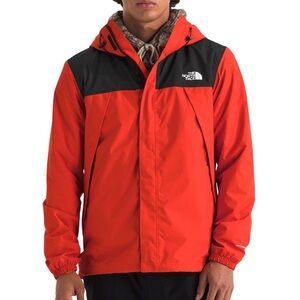 The North Face Men’s Orange and Black Hooded Raincoat